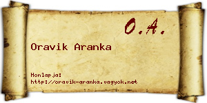Oravik Aranka névjegykártya